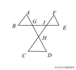 中考数学必刷题，几何题：
如图所示，求∠A+∠B+∠C+∠D+∠E+∠F的度数？