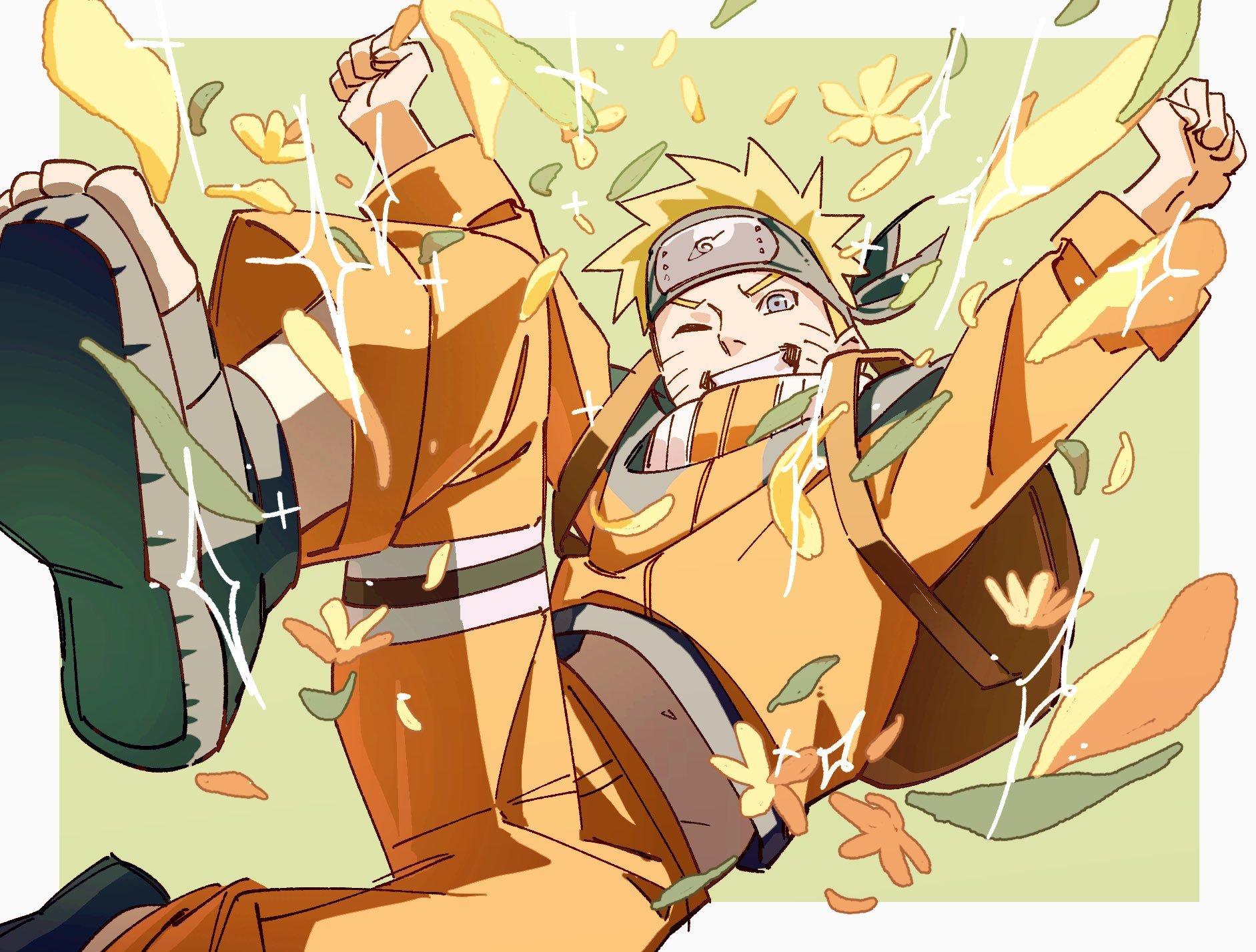 同人画师绘制的 鲜花簇拥下的第七班💐被四小只可爱到了[哈哈]【X：pnpk_1