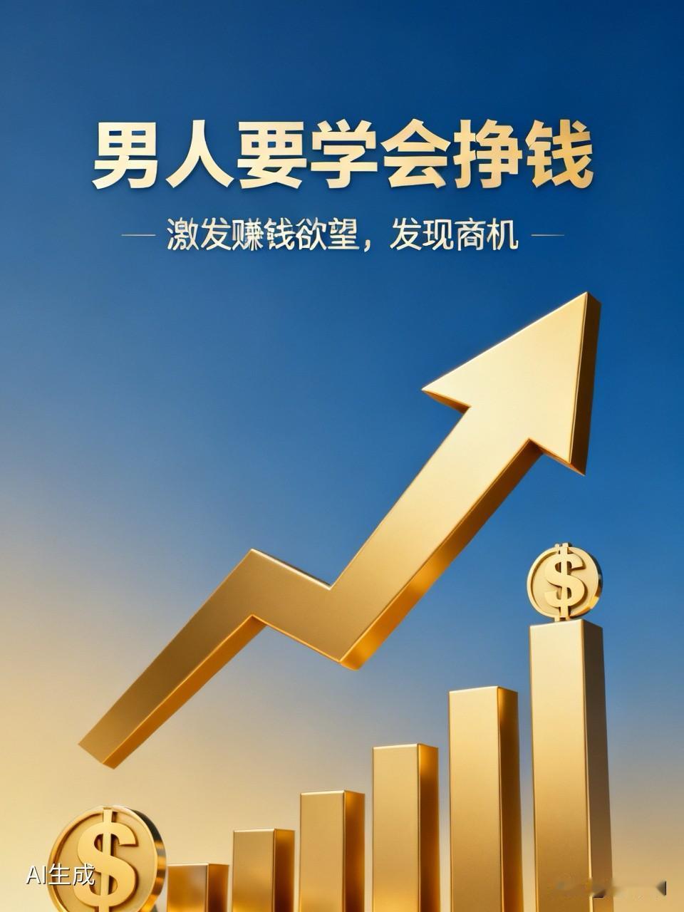男人要学会挣钱，
男人具有挑战性的，
也就是说男人是一种挑战性生物，
有钱也是一