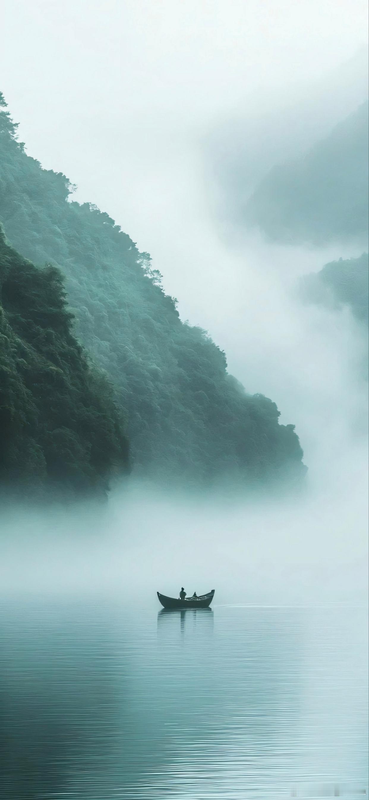壁纸 山藏云雾，水载孤舟，不必奔赴人间热闹，独守这一方温柔静谧，自有岁月安然。 