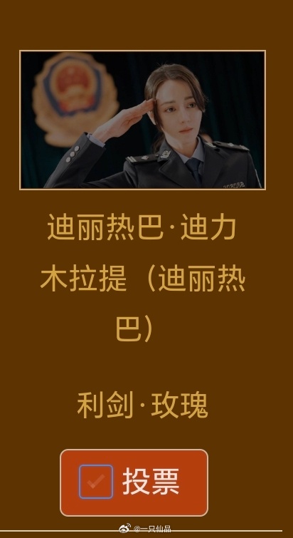 中国电视金鹰奖，小仙已投票