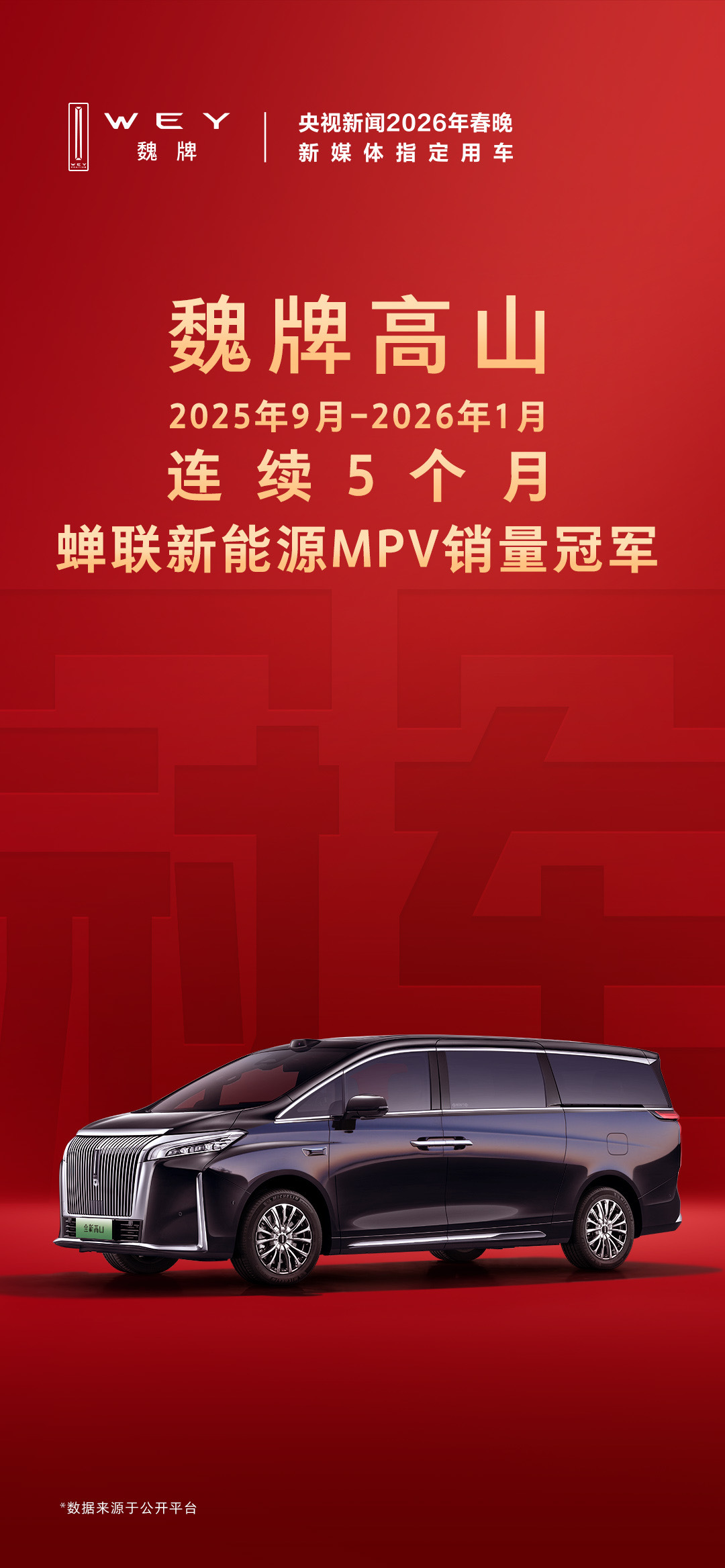 魏牌高山连续几个月拿下新能源MPV销量王，还被春晚选作指定用车，说明这车确实挺实