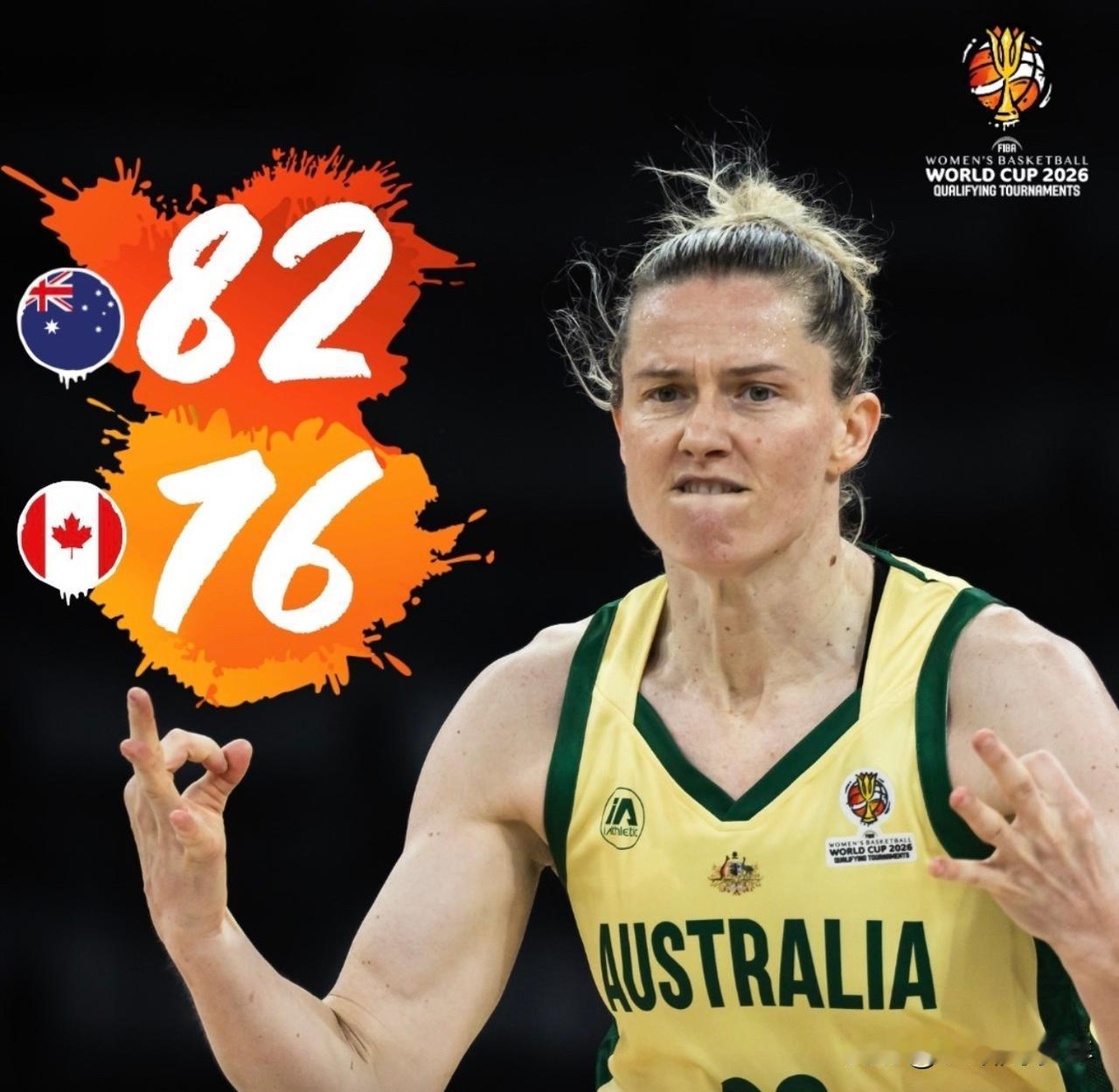 女篮世界杯资格赛收官，澳大利亚女篮82-76击败加拿大，“神助攻”日本女篮压哨晋
