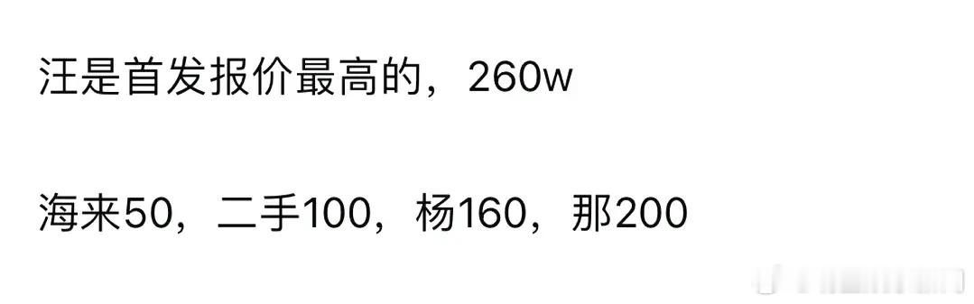 网传歌手演员报价，汪苏泷的报价260w，海来阿木50w、二手玫瑰100w、杨丞琳