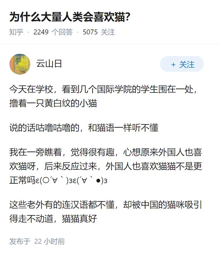 为什么大量人类会喜欢猫？