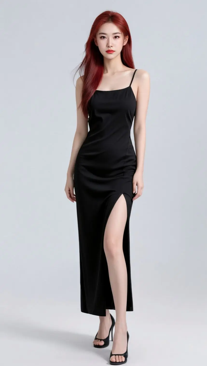 AI黑裙开叉写真 ai创作