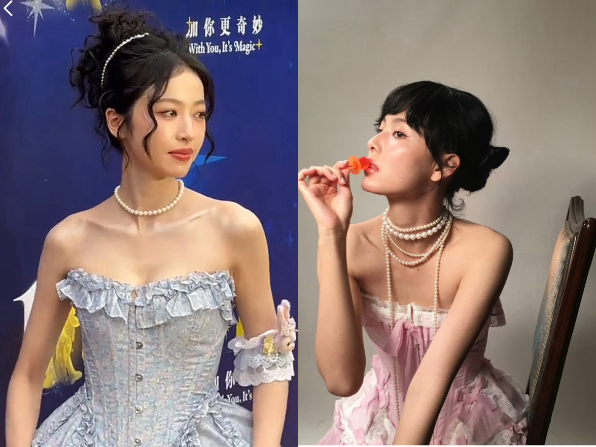 周雨彤赵佳丽同款周雨彤赵佳丽穿了同款裙子周雨彤与赵佳丽同穿同款长裙，清晰看出气质