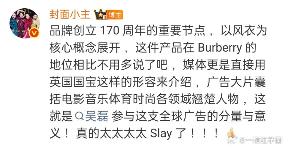 吴磊 出镜Burberry品牌170周年全球广告 ！是这次唯一的中国面孔！！磊子