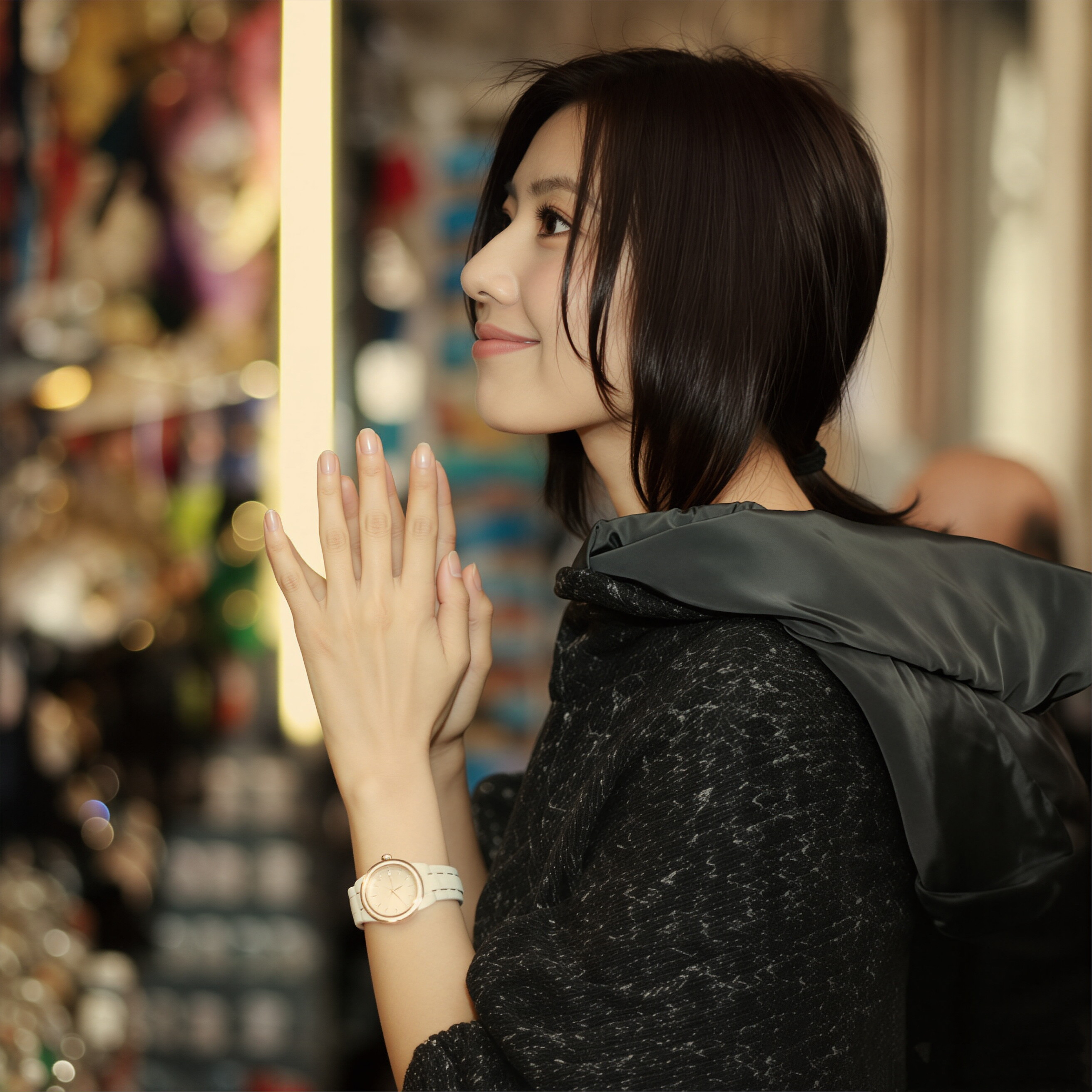 高圆圆 温婉恬静的气质展现得淋漓尽致。柔和的暖光与背景的朦胧光斑交织，营造出慵懒