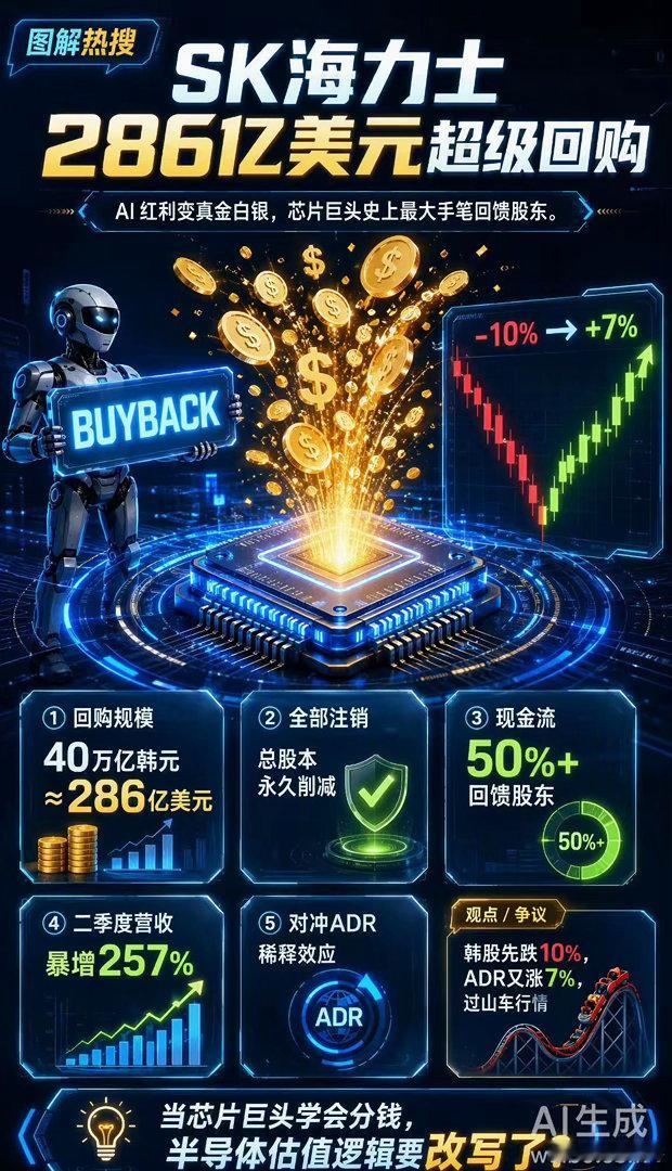 难怪港股2倍做多海力士下午被资产抄底大买！SK海力士拟回购286亿美元股份 芯片