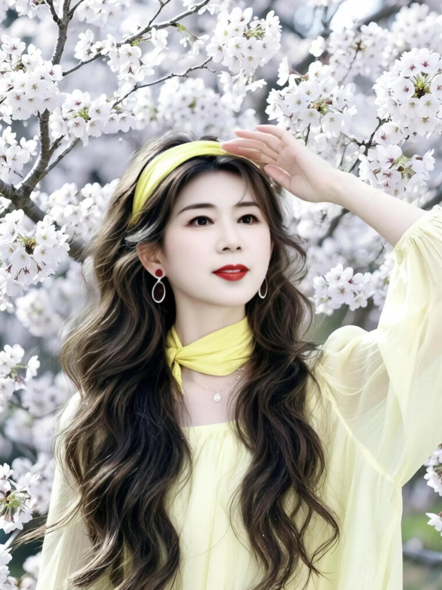 AI樱花黄衣照 随变ai随便玩