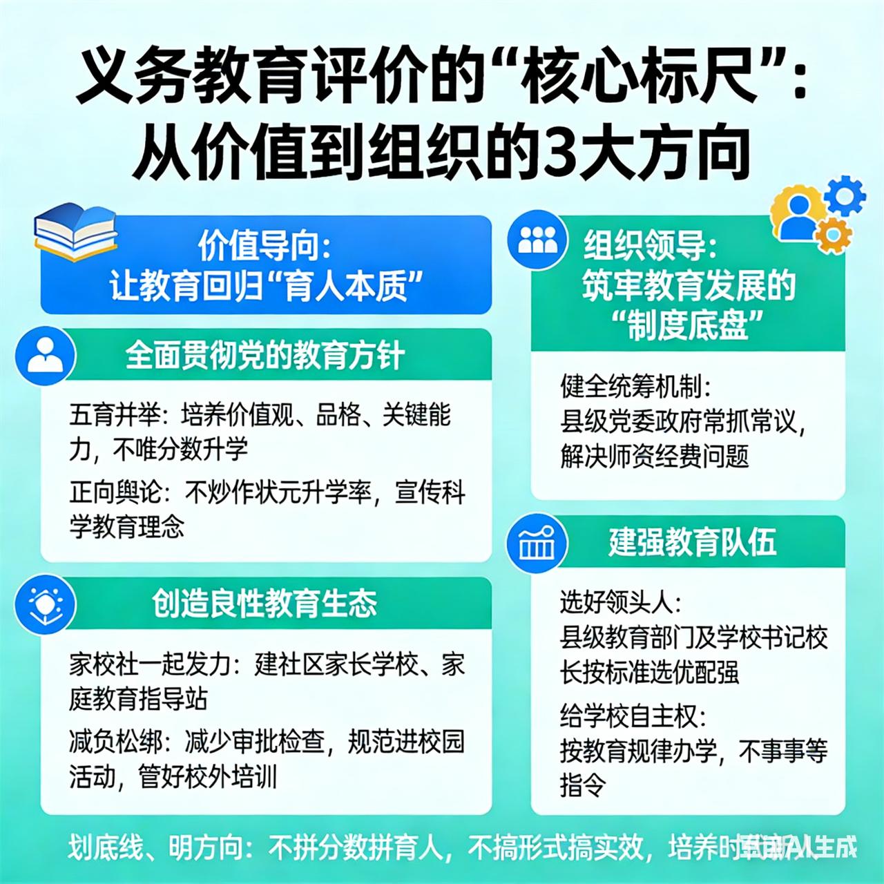 义务教育评价的“核心标尺”：从价值到组织的3大方向
 
义务教育怎么评？这份指标