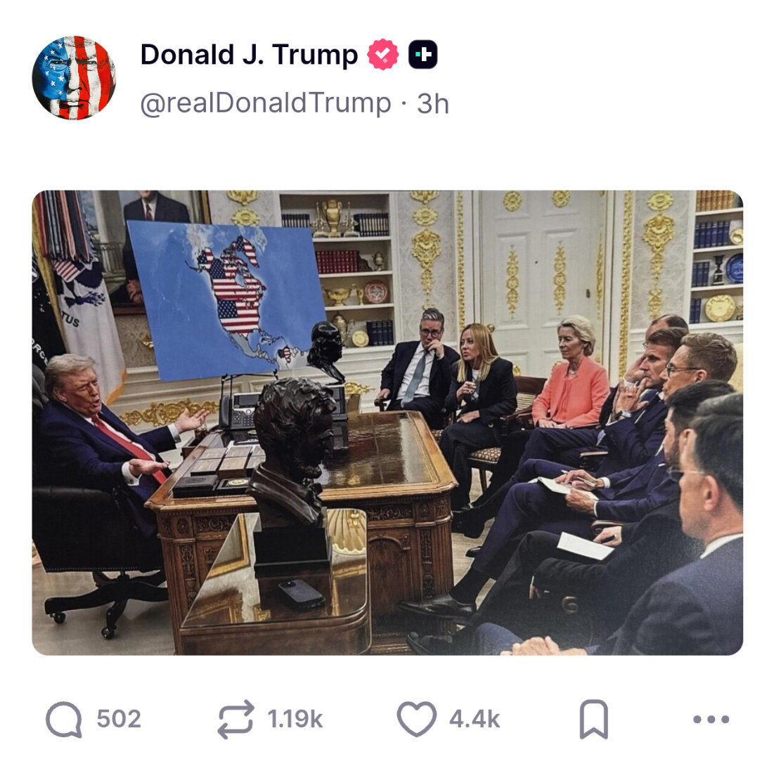 “先占格陵兰，再图加拿大，统一西半球，唯有大MAGA”热点观点特朗普暗示吞并加拿