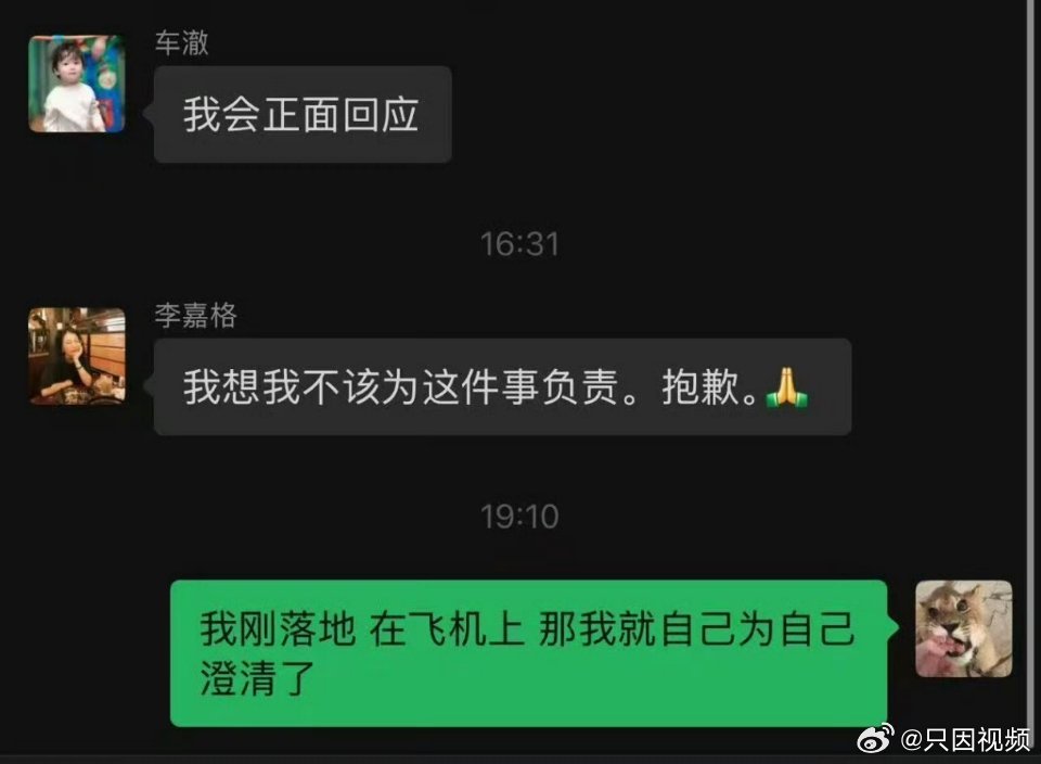 李嘉格 我不该为这件事负责说白了车澈乃万咋回事人家前妻真不知道，跟她也没关系，凭