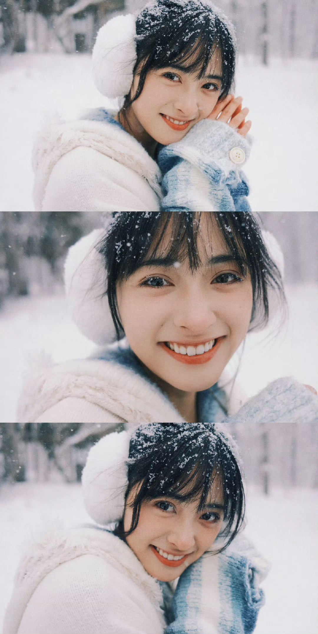 谁还记得这组雪景沈月☃️毛绒绒的耳罩，睫毛上落满了❄️🩵 