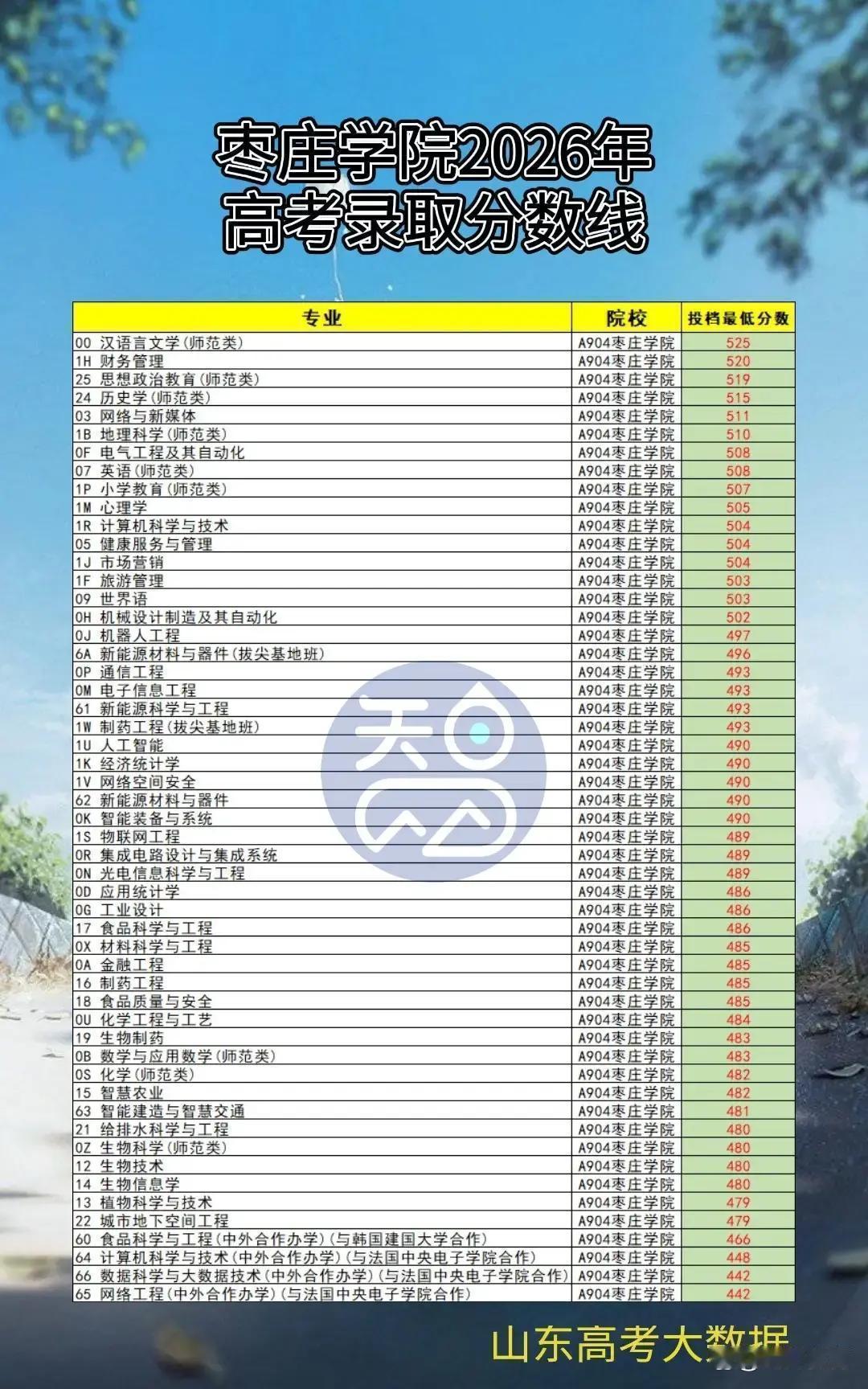 枣庄学院近三年位次变了，普通本科卡在26万到27万名，中外合作办学落在31万到3