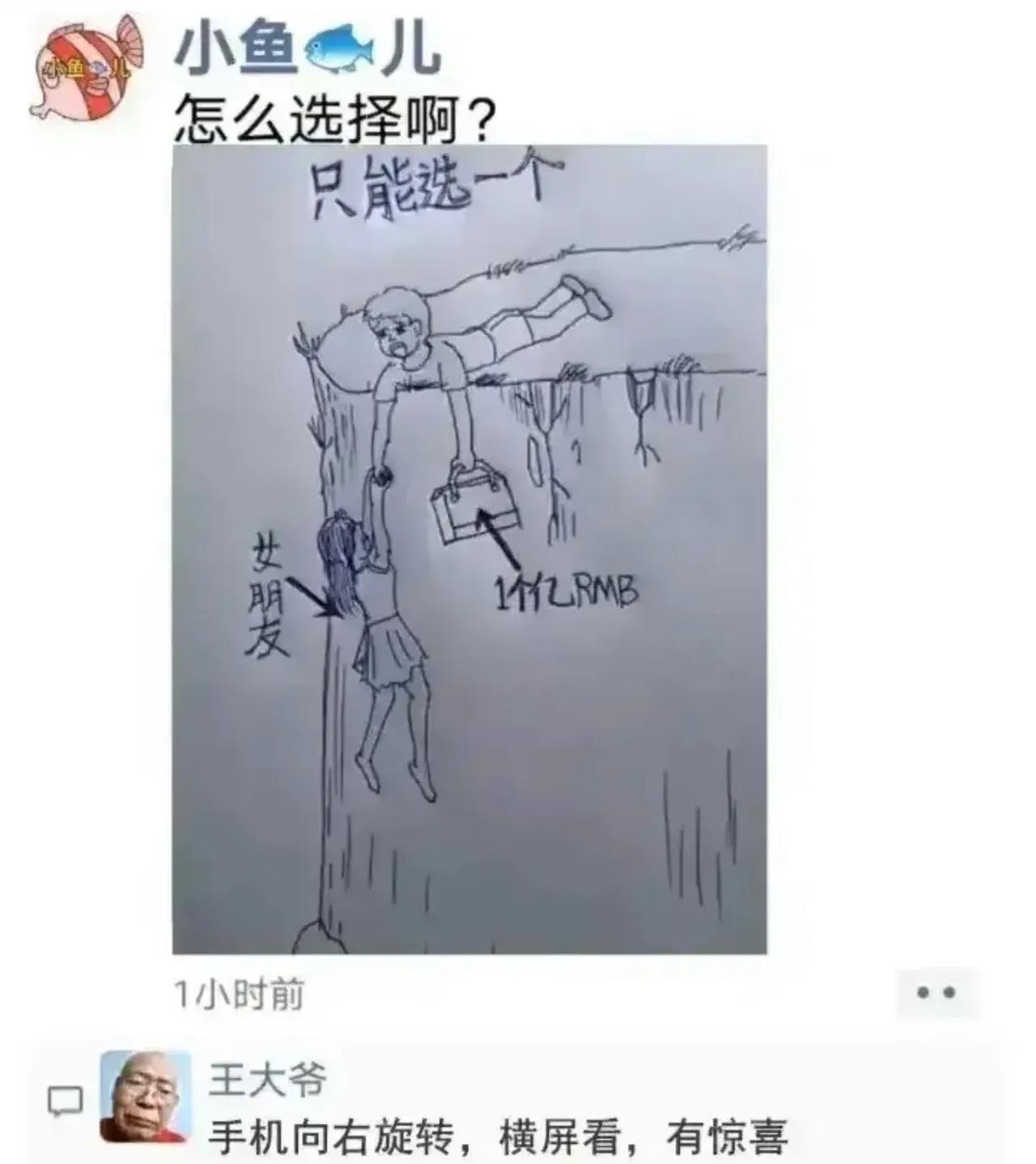 刚开始我看到这个图的时候，还以为是要来一段鸡汤文什么的，结果看到了王大爷的回复后