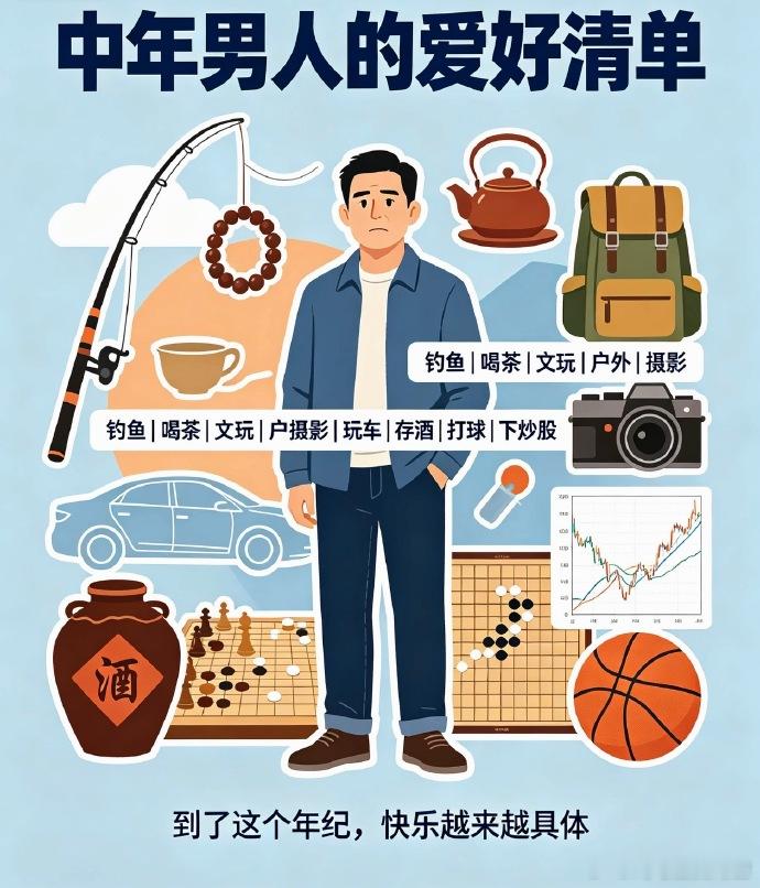 人到中年爱好开始逐渐离谱了不知道有没有发现，人到中年之后，爱好会悄悄跑偏。年轻时