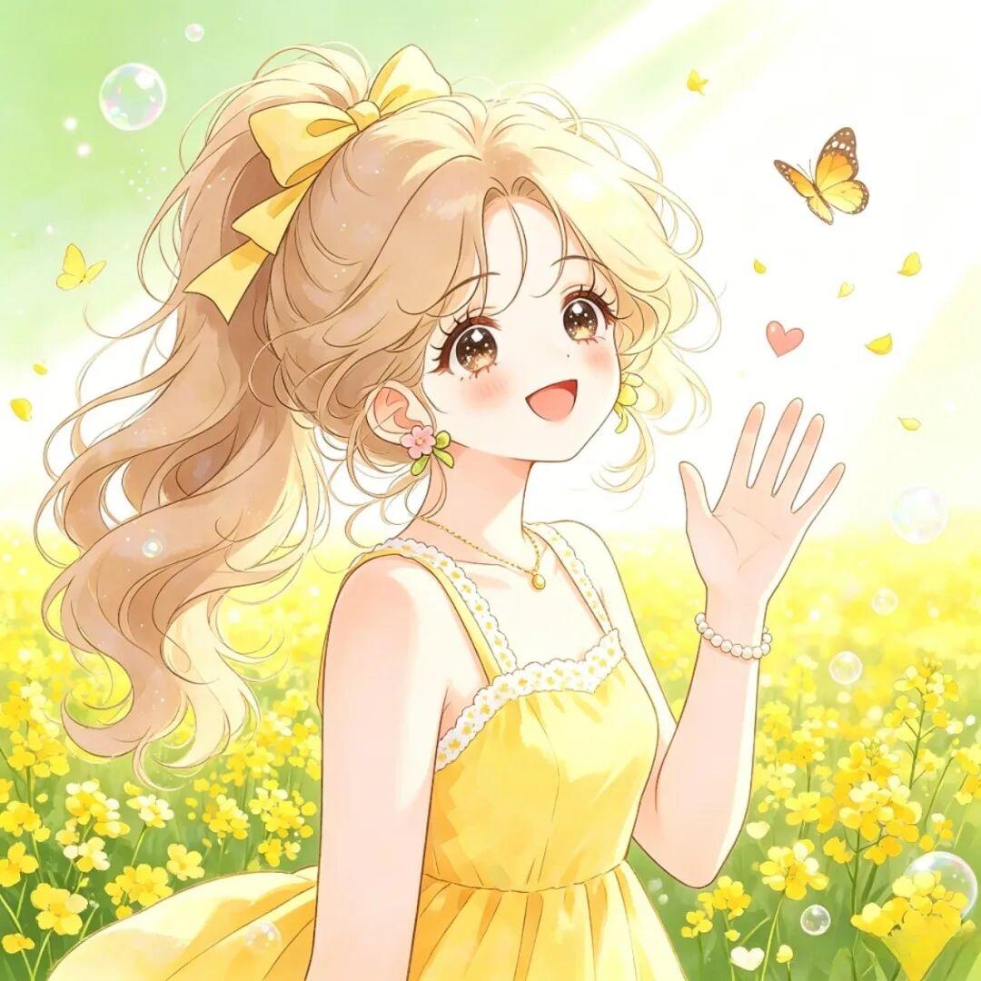 女生头像｜蝴蝶翩跹，鲜花与爱笑的女孩