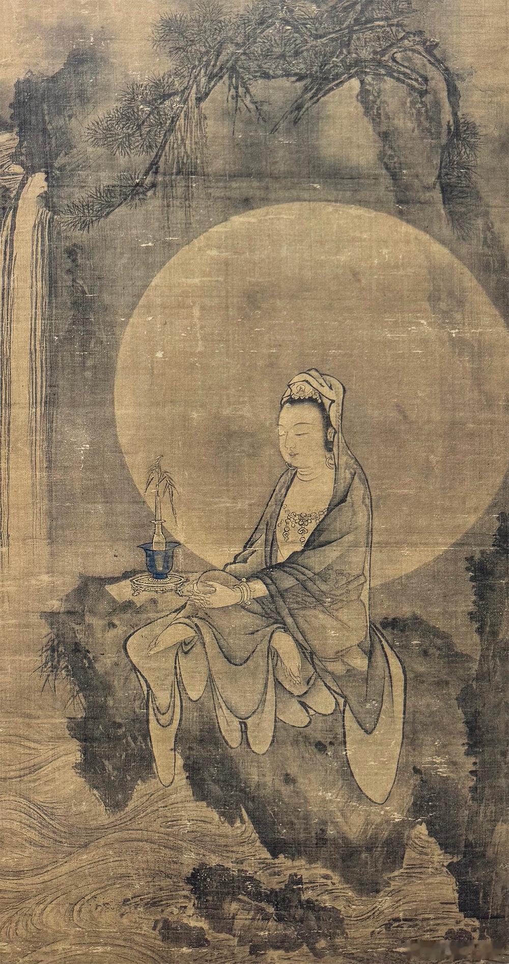 【中华名画欣赏 宋代——《水月观音图》】       《水月观音图》借水月观音的
