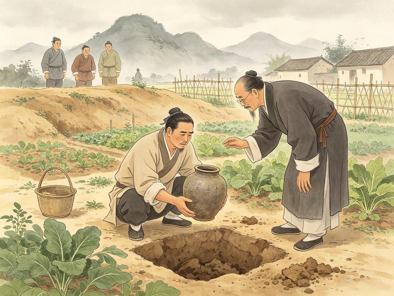 清朝时，柳州有个农夫，发现金山脚下有一处废弃的古粪池，便常去那里挖取肥土种菜
 