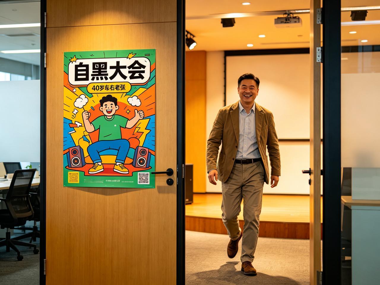 公司来了个新领导。这周他整了个新活——“自黑大会”。

周五下午四点，会议室摆了