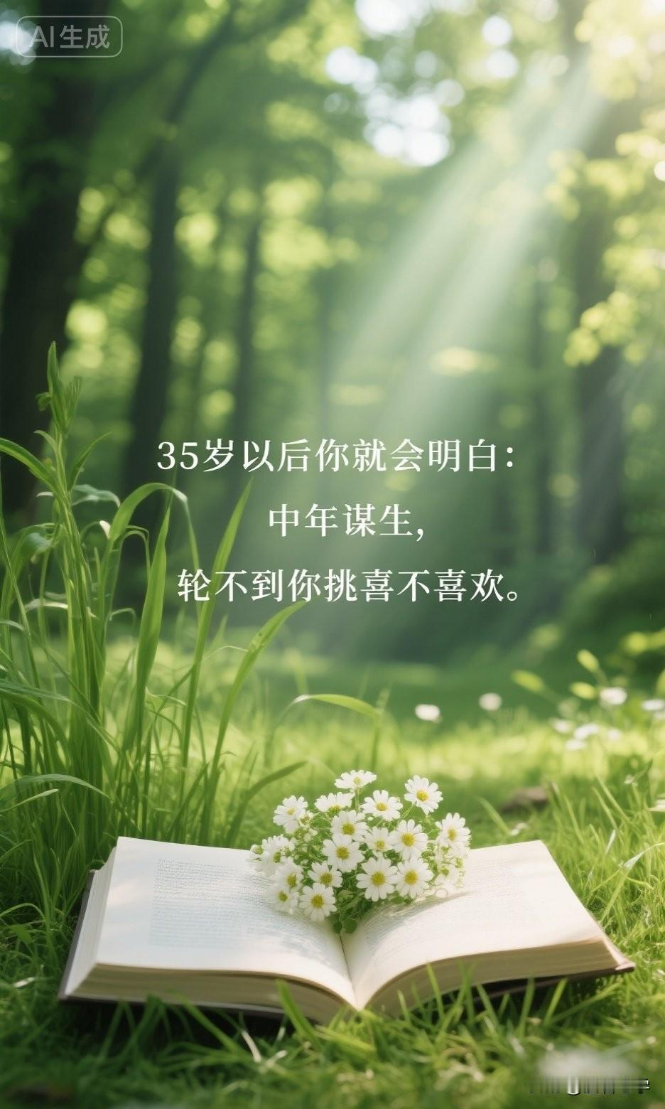 35岁以后你就会明白：中年谋生，轮不到你挑喜不喜欢。

《增广贤文》有一句话：“