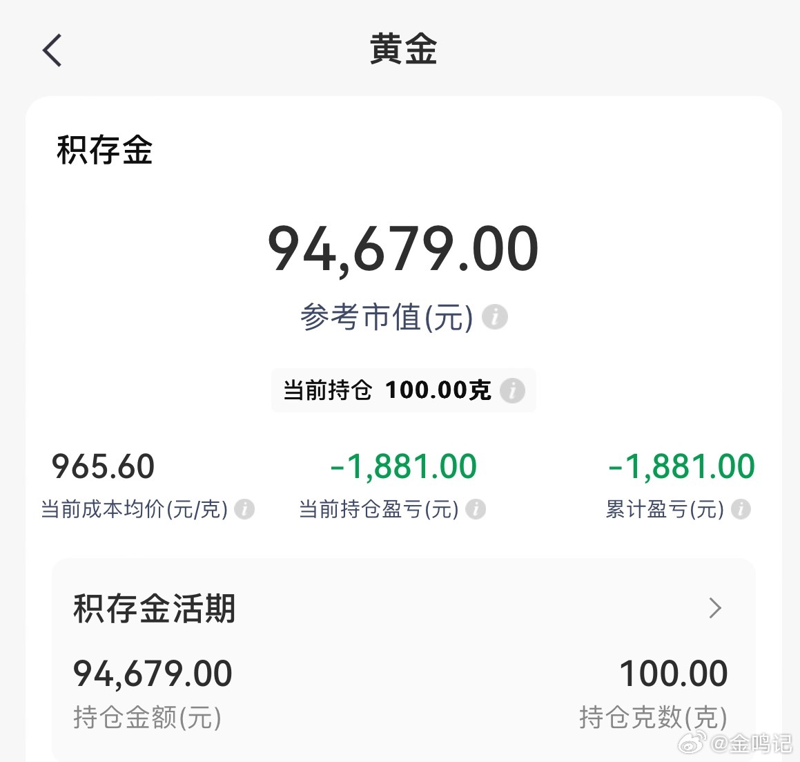 金价升至近七周高位此时此刻，我的黄金积存金还差1881回本这玩意就该果断一些这次