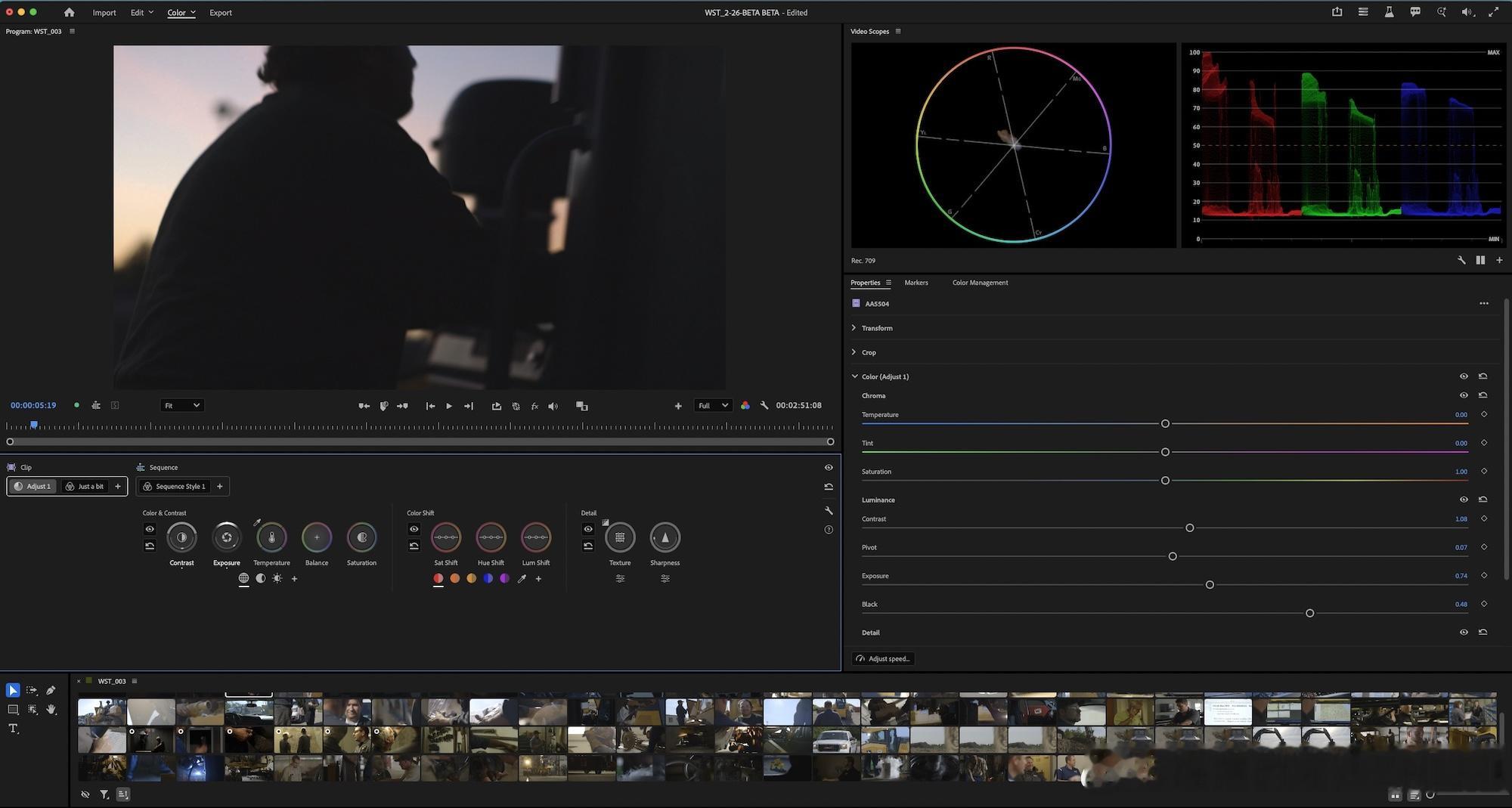 我发现老外对 Premiere 里那个新的 Color Mode 评价还挺高的，