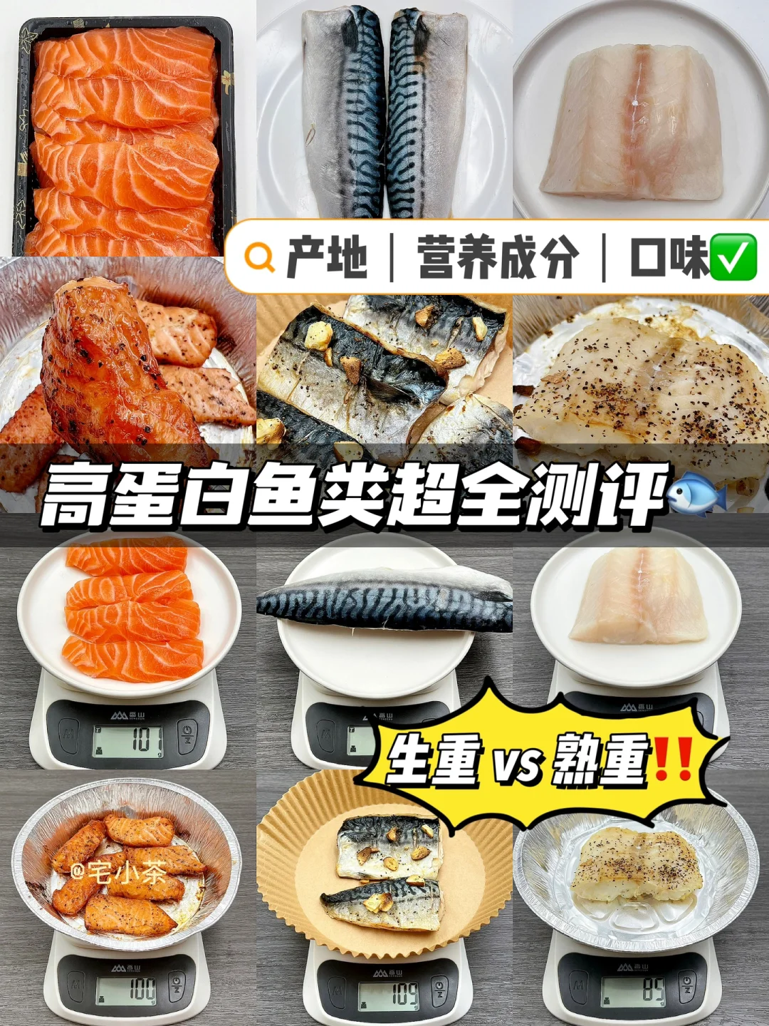 高蛋白鱼类大测评‼成分✅口味✅生重vs熟重
