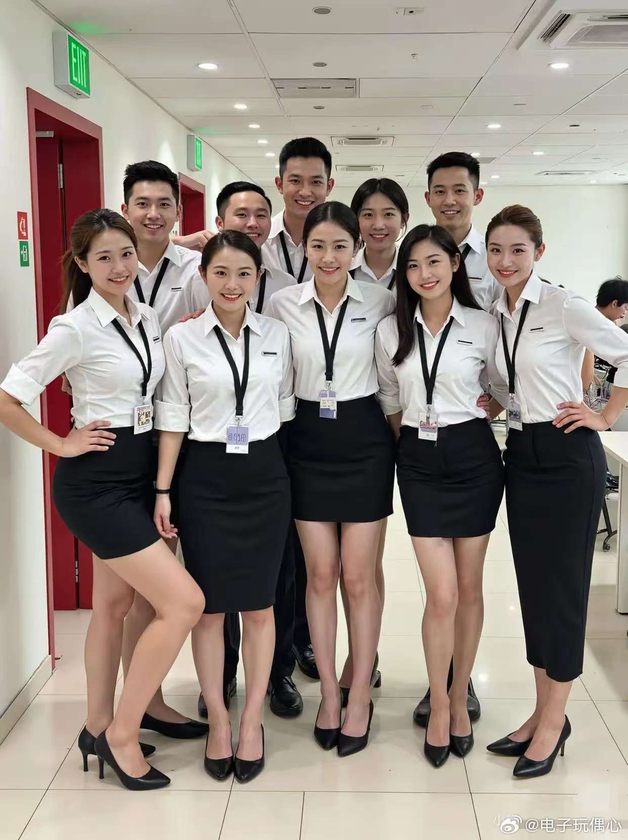 部门拍个合影，竟然有人男扮女装 