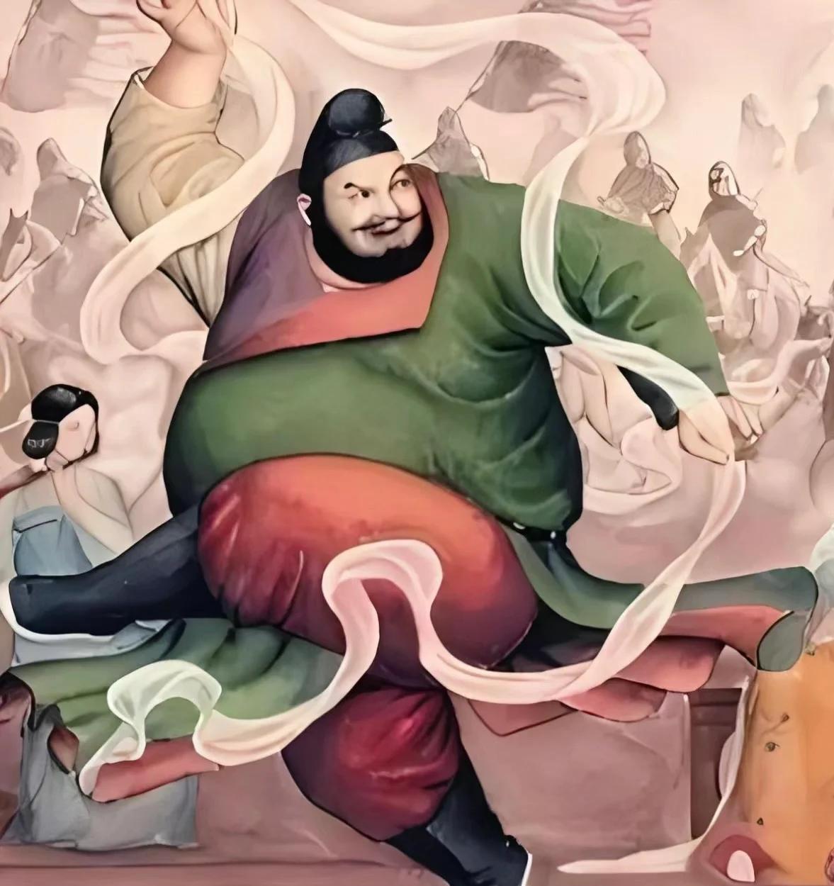 安禄山肚皮垂过膝盖
 
（信源：《旧唐书・安禄山传》）
 
盛唐天宝年间，天下承