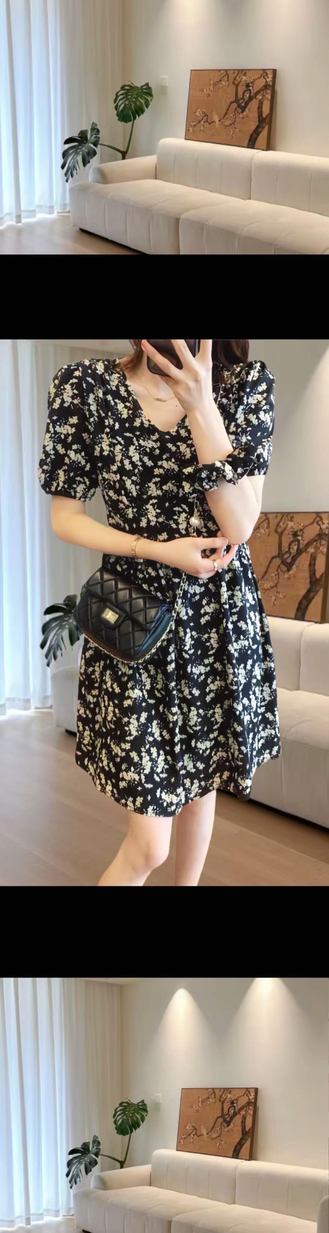 高级感显瘦法式大码连衣裙。这款欧洲站2024新款大码茶歇法式碎花连衣裙简直太美了