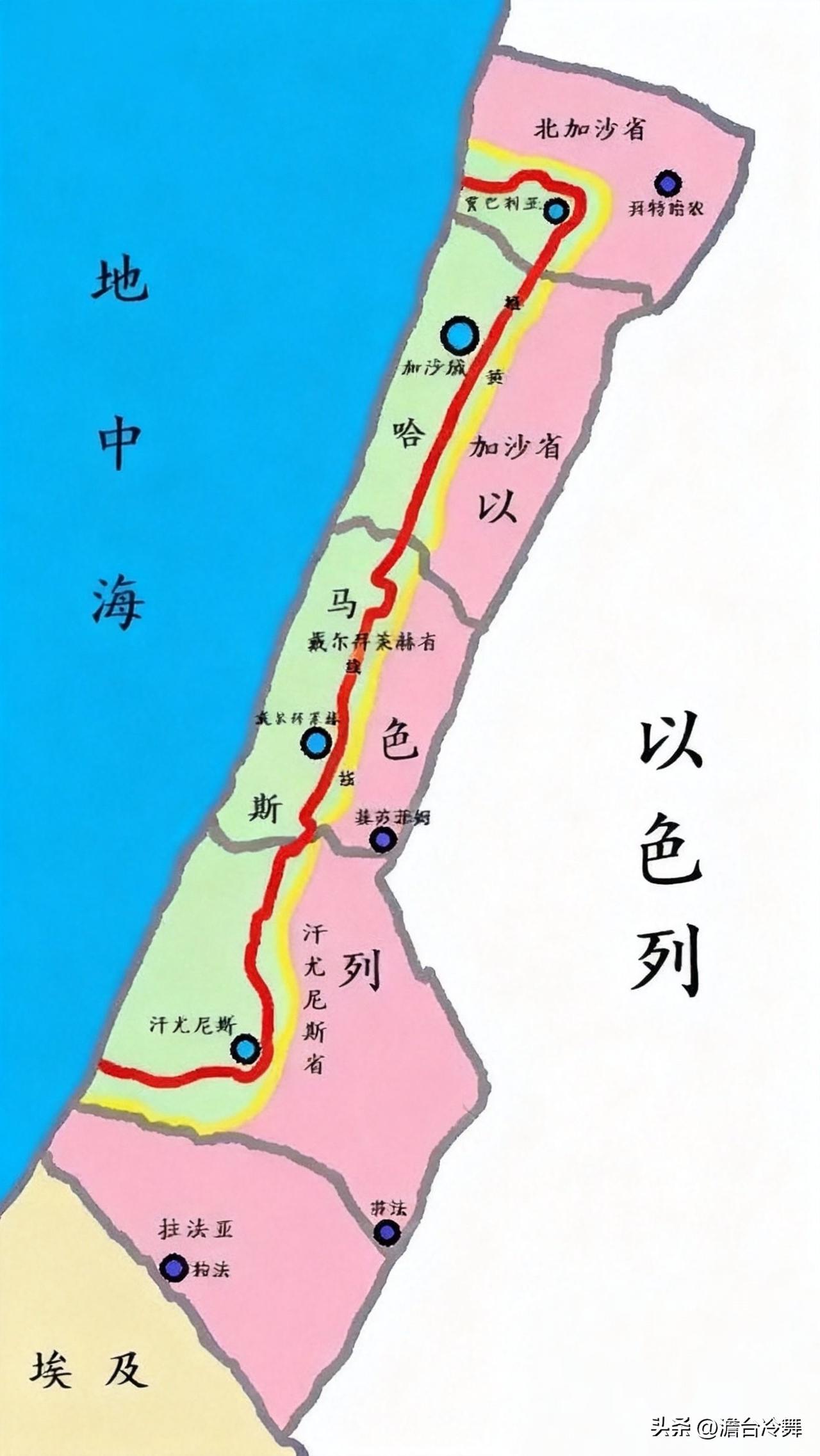 以色列边界变化，一团乱麻里的问号。犹太国那边黄色标记变成大红色了，好多人都在猜这