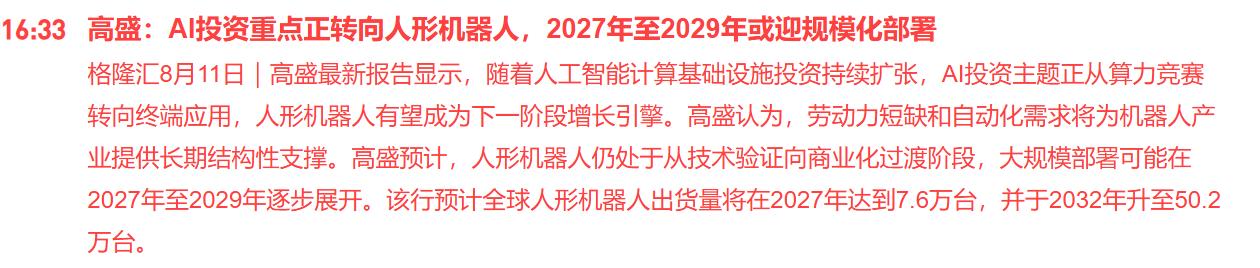 难怪下午算力开始跳水，原来是高盛在捣鬼！

高盛发布研报称AI投资主题正从算力竞
