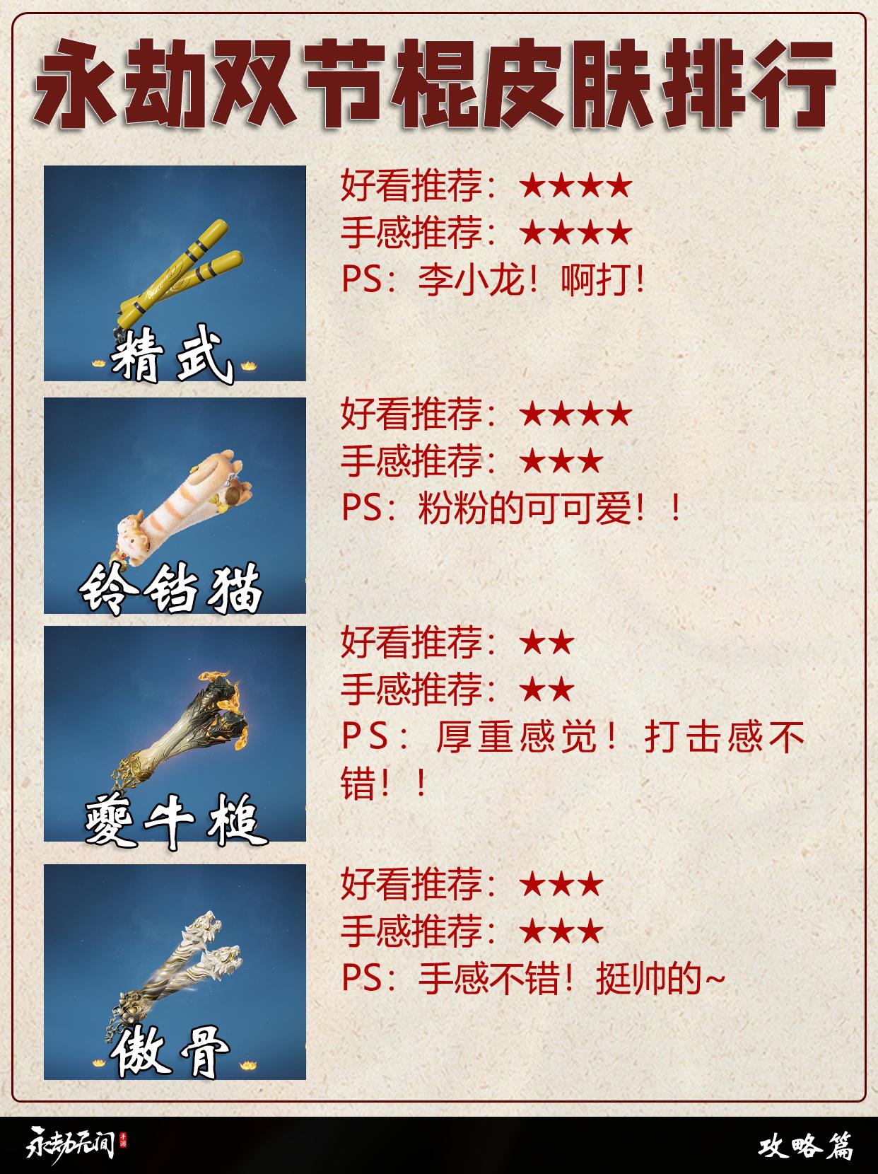 永劫双节棍全皮肤排行。