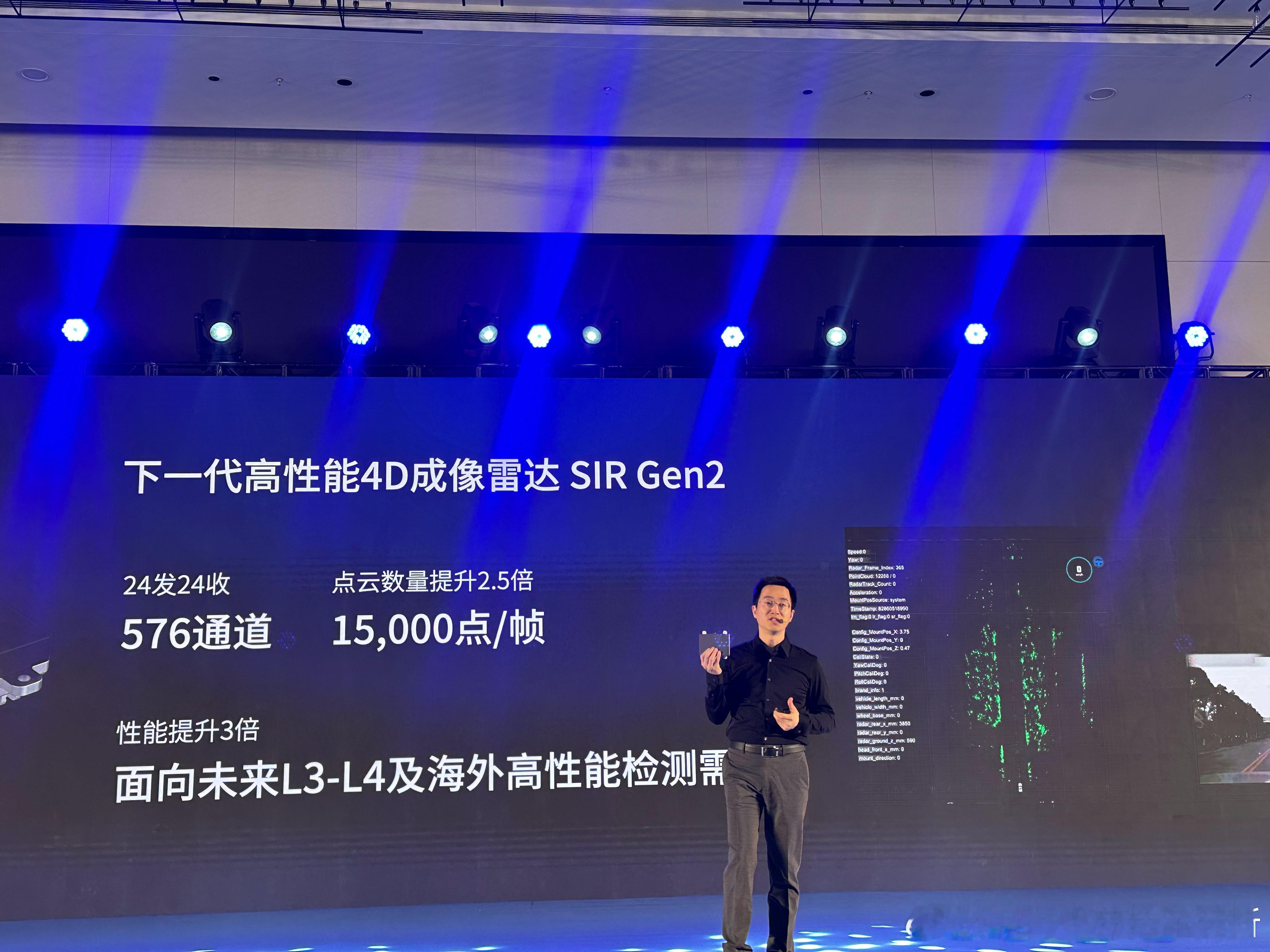 赛恩领动在研的下一代高性能4D雷达，SIR Gen2。24发24收，576通道，