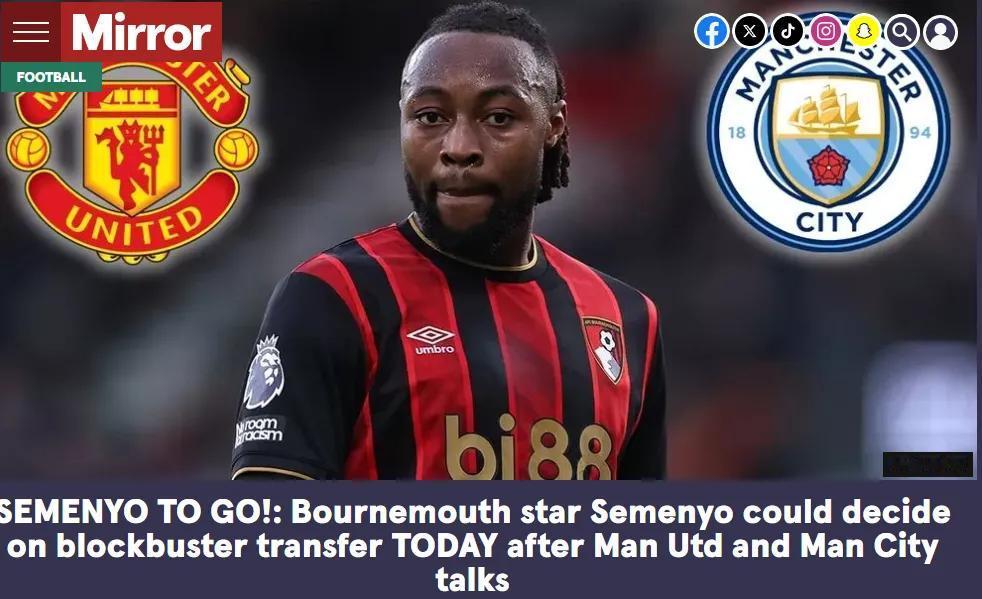 外媒说曼联打动赛门约只有一种办法，那就是钱！

因为6500万英镑解约金，很多豪