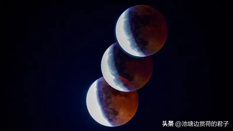 地球出现月全食时，月球会钻进地球的影子里。在大气折射作用下，月亮会变成暗红色或古