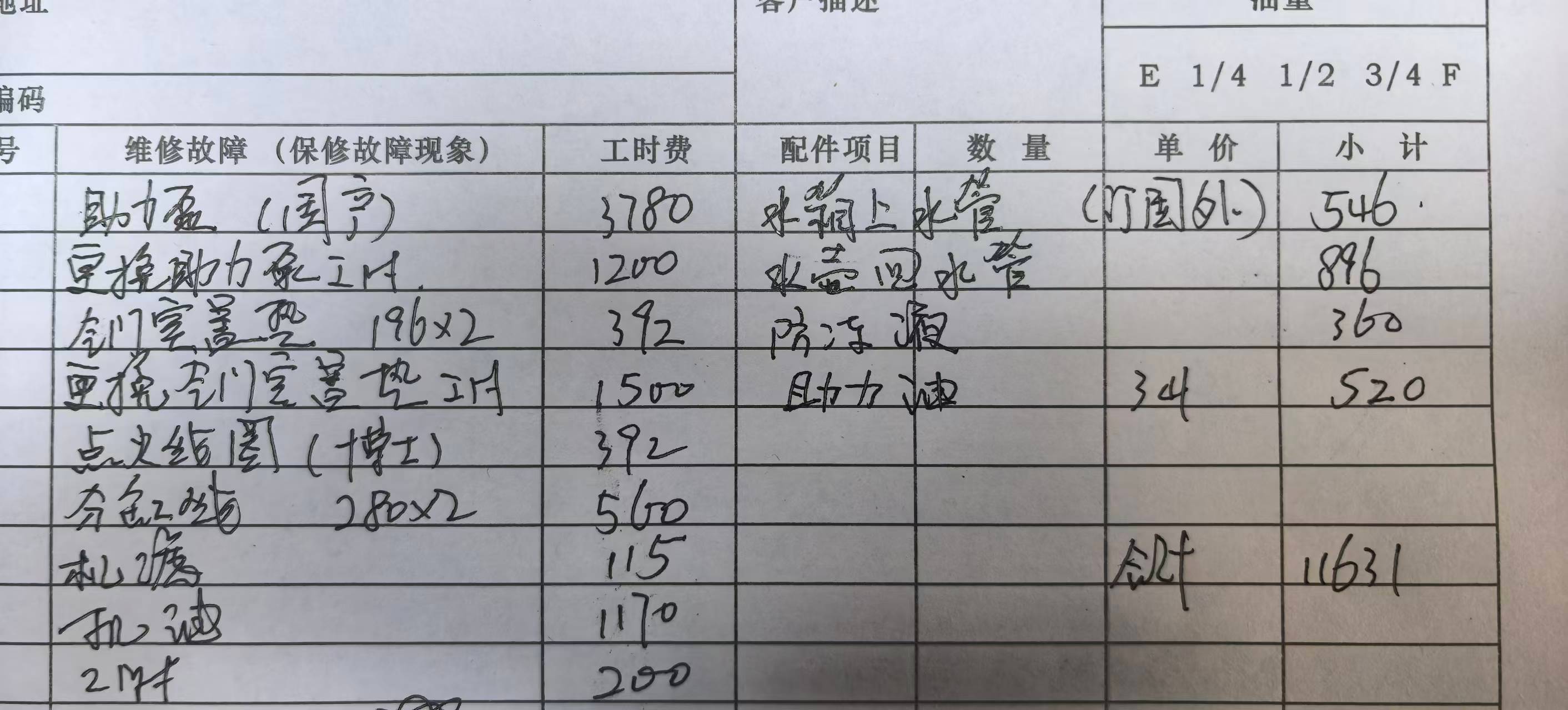 离别一个月，大奔又从车间取回来了。这次换了漏气的气门室盖垫和转向助力泵，把老化的