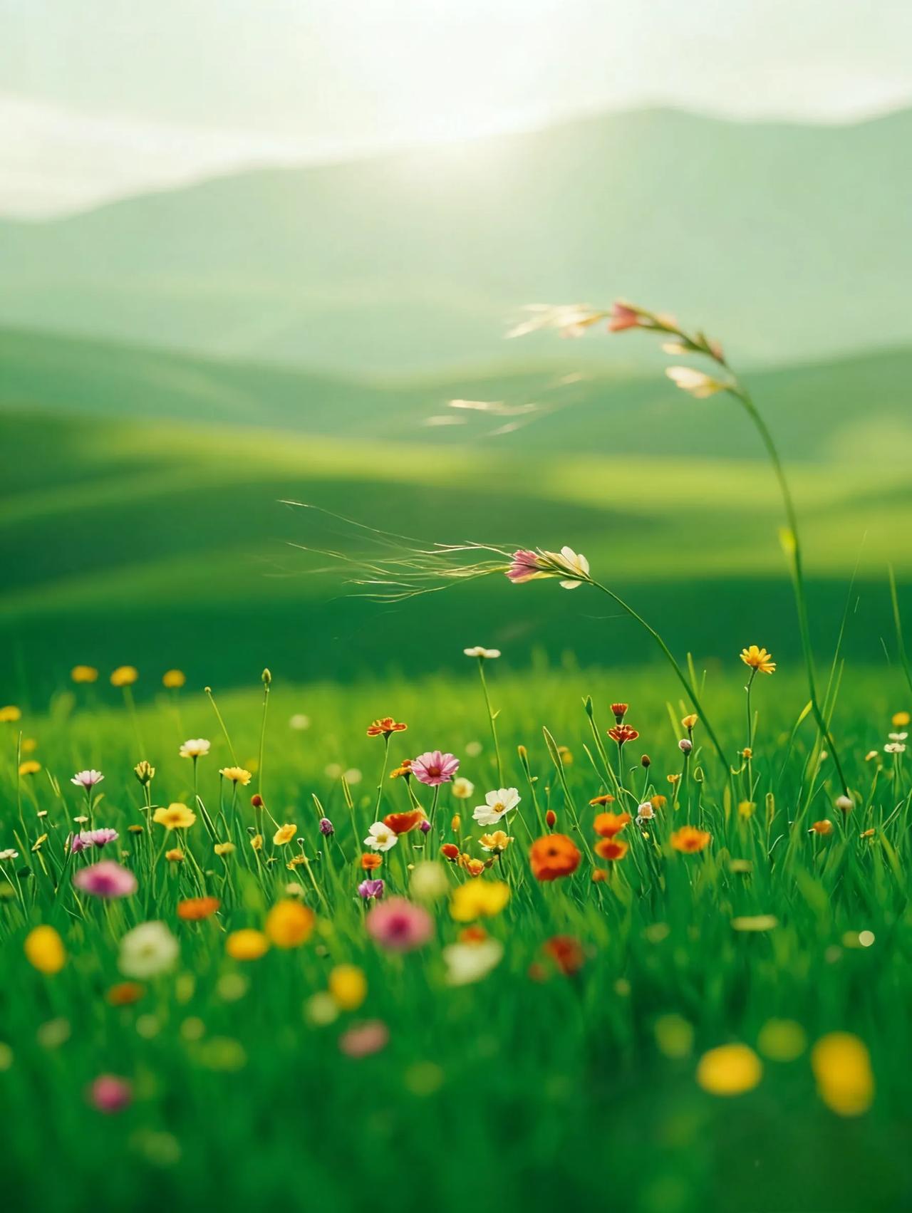 风掠过草甸
把花的笑靥
写满绿色的信笺
晨光驱散雾霭
给每朵花
镀上金边的眷恋