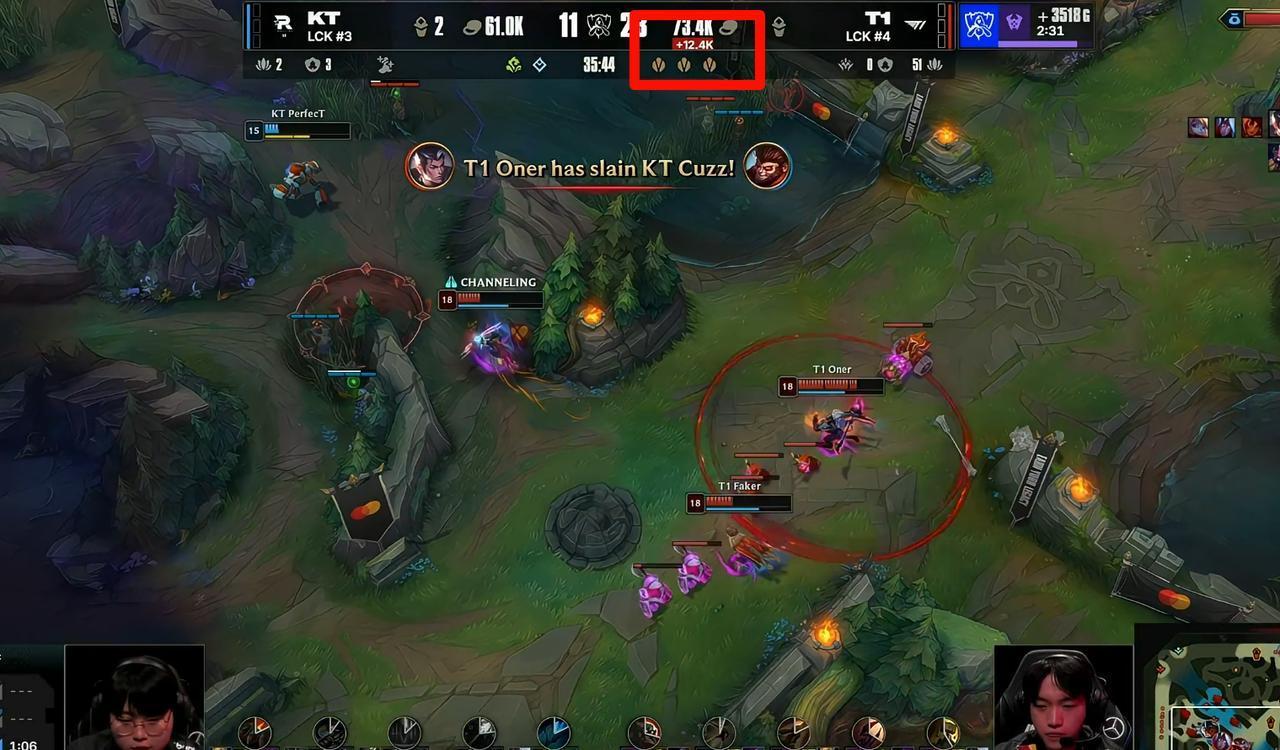 KT对战T1谁能想到了，KT从最开始到2000经济的领先于到最后1.2万的经济落