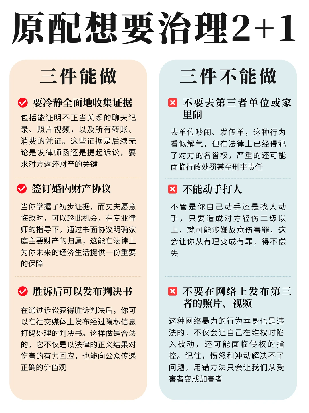 原配治理2+1，三件能做和不能做的事