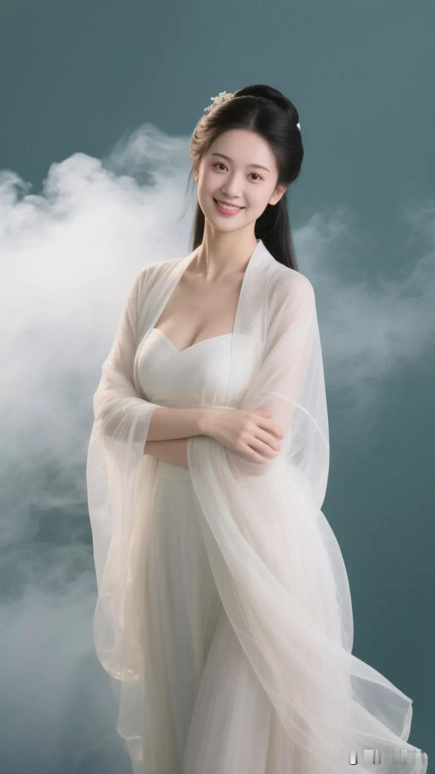 云雾轻纱绕，仙姿入画来。张立启原创书画AI作品古仕女发髻服饰集锦首发第592期 