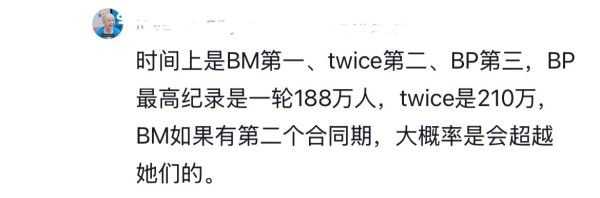 如何看待bm粉丝说演唱会动员人数 bm第一 twice第二 BP第三 