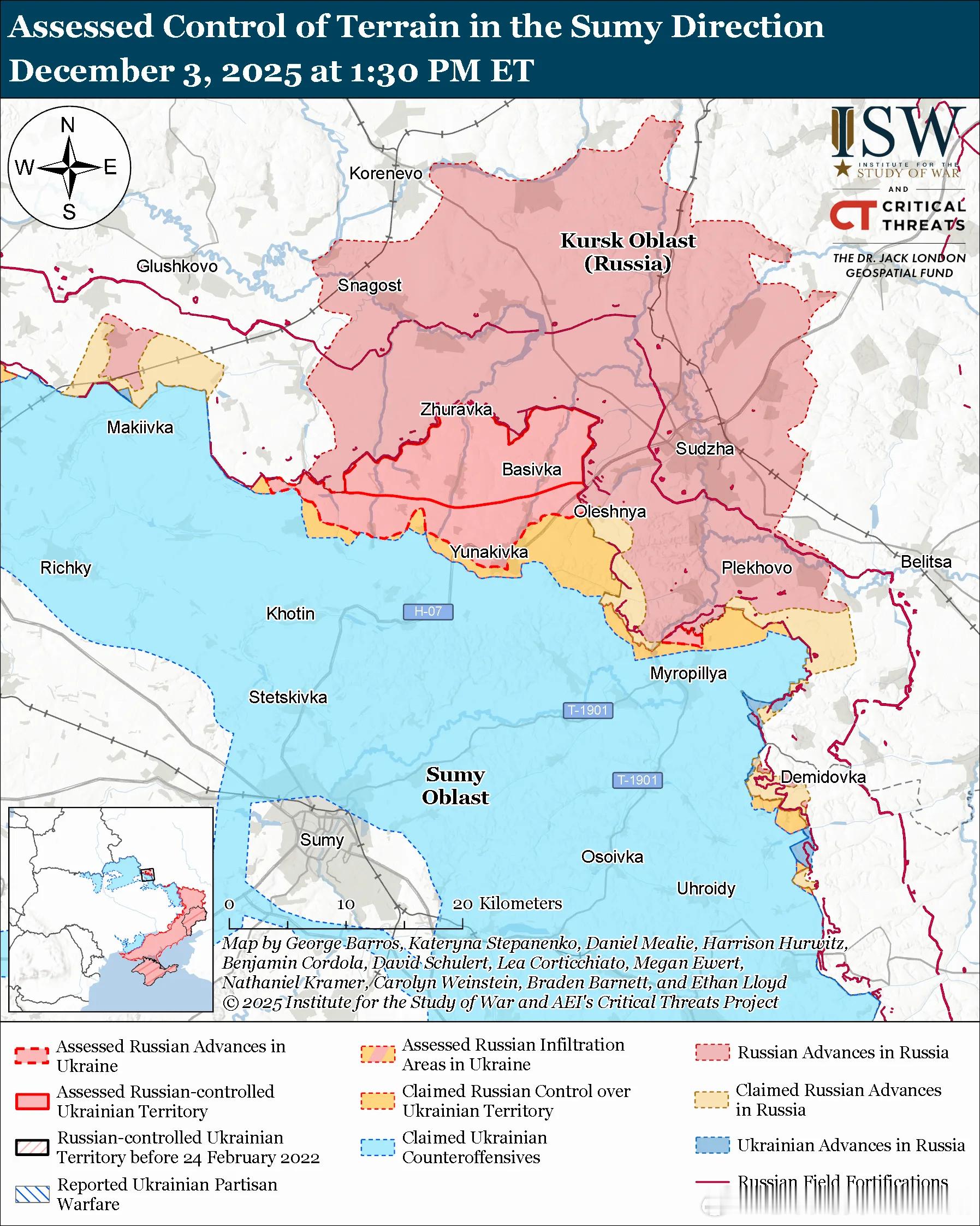 北方轴心俄罗斯的目标：在乌克兰北部沿国际边界建立可防御的缓冲区。12月3日俄军继