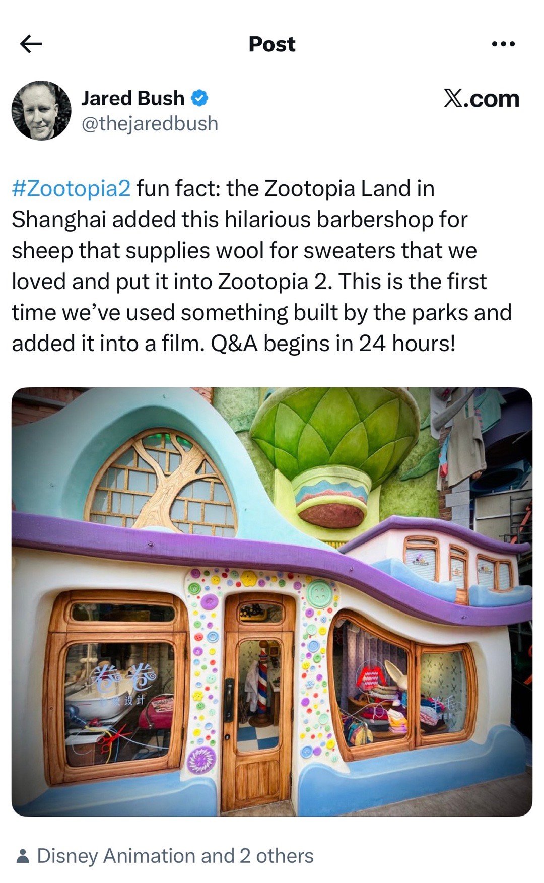原来Zootopia 2里的给羊的理发店是先有上海Disneyland里的这个实