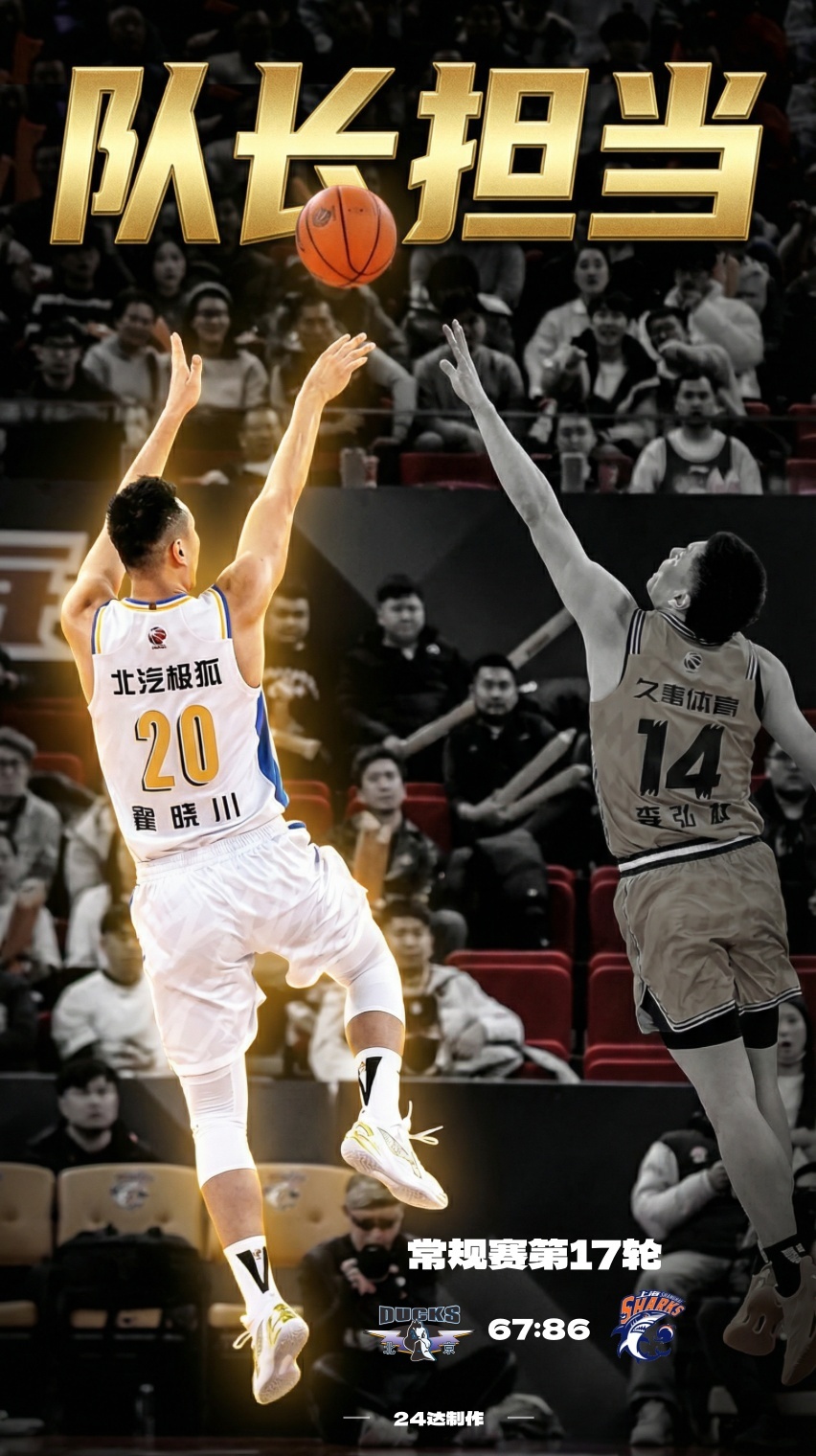 北京首钢首钢赛后小作文cba北京男篮上海男篮vs北京男篮 💙赛后海报•队长担当