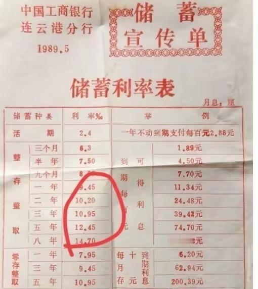 今天刷到一位网友翻出的1989年的储蓄存款宣传单。看完让我大惊，这利率也太高了吧
