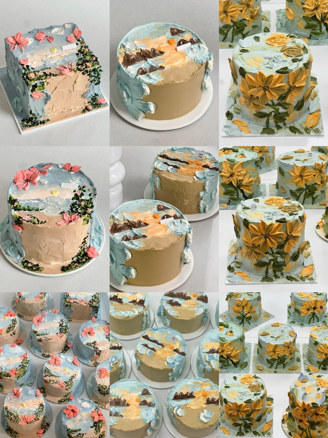 氛围感油画风装饰造型蛋糕合集 刮刀花的结合💕 有了刮刀花的结合更加生动